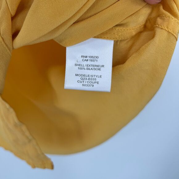 EQUIPMENT Femme Yellow Marigold Silk Long Sleeve Oversized Button Up Shirt XS - Picture 8 of 8